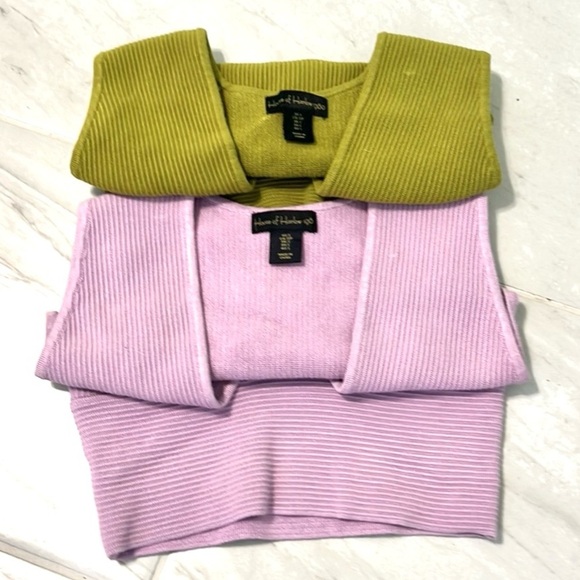 PAIR of House of Harlow 1960
Ribbed Knit Tops,Solid Lilac & Solid Green,Size S - Picture 1 of 11